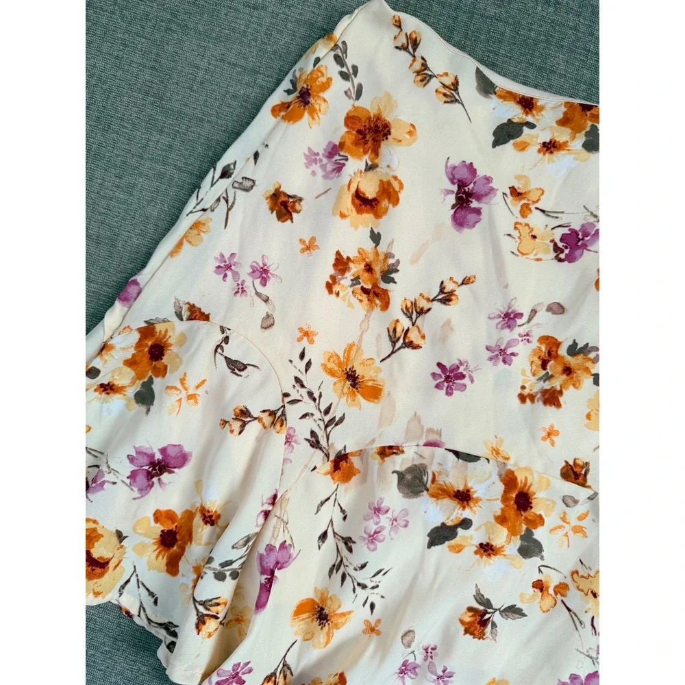 Mi Ami‎ Womens XS Floral Print Flounce Hem Mini Skirt Cottagecore Garden Y2K